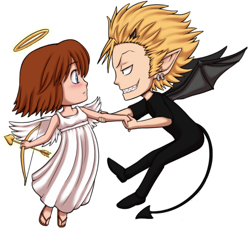 Angel And Demon - Cartoon (800x745)