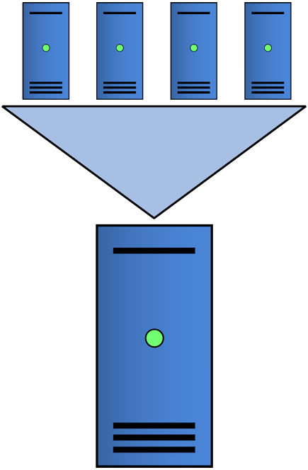 Forward Facing Blue Hypervisor And Vms Clipart - Virtual Server Clipart (435x664)