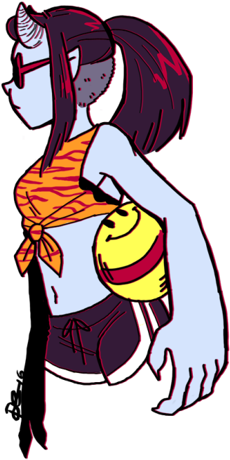 Beachy Demon - Cartoon (500x686)