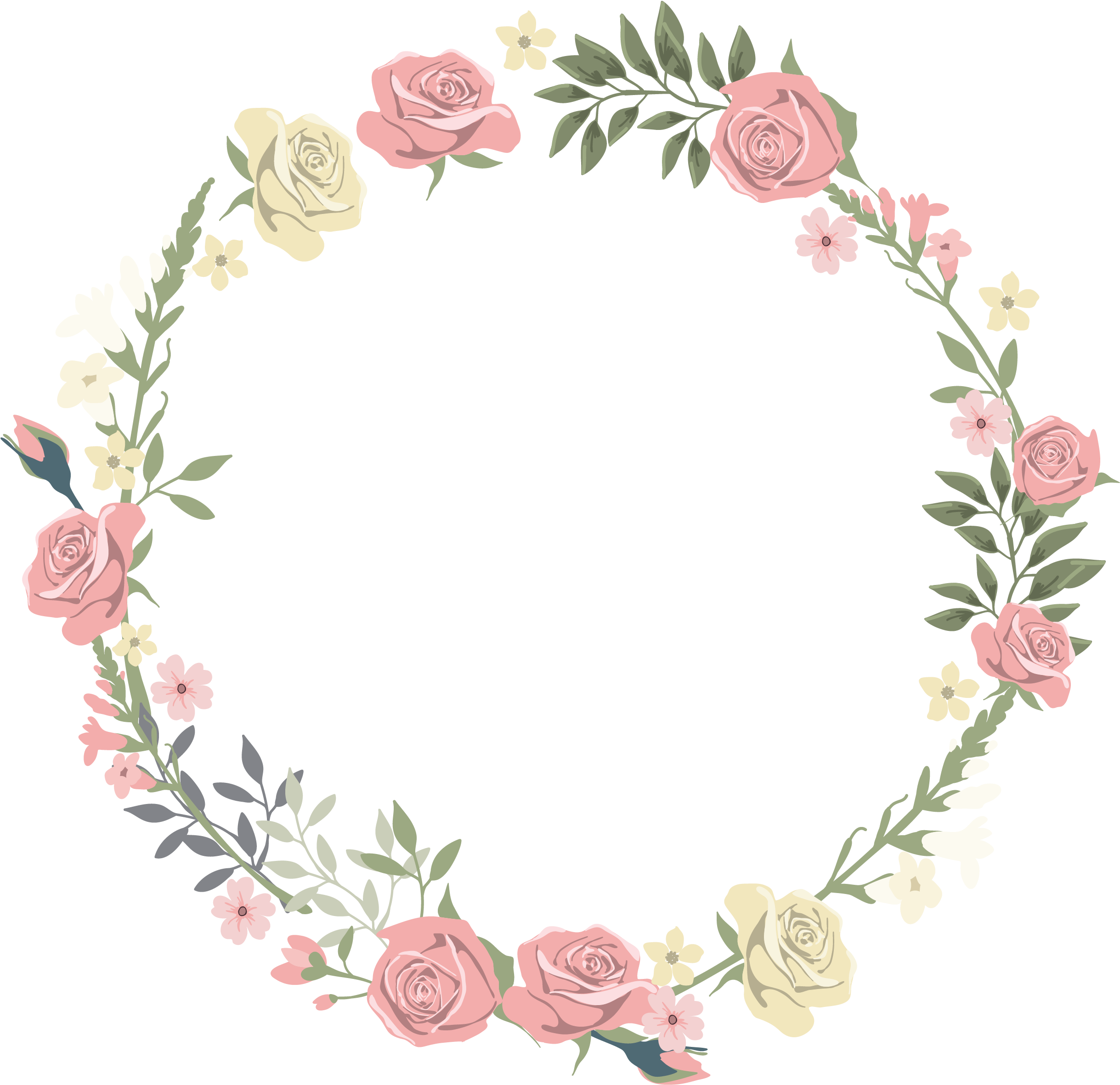 Wedding Invitation Picture Frame Flower Watercolor - Floral Circular Border Png (2953x2480)