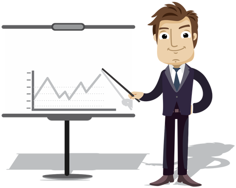 Businessman Cartoon Presenting Chart Board Png - Businessman Cartoon (512x512)