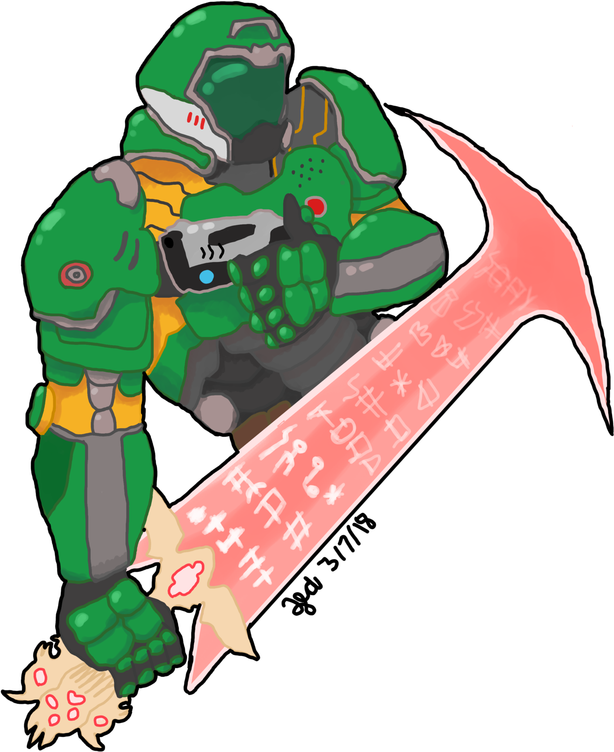 Doom 4 Doomguy Doom Guy Doom Marine Doom 2016 Doom - Doomguy (1280x1566)