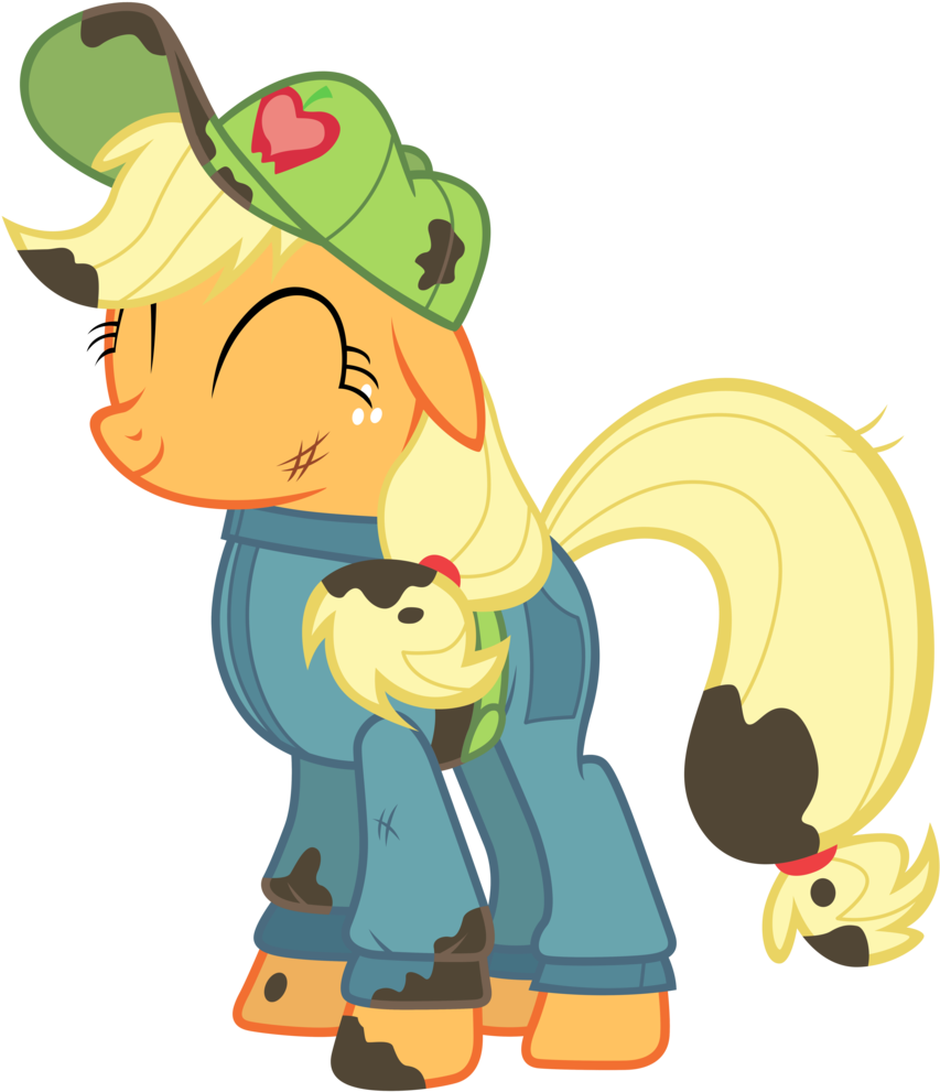 Applejack In Work Suit By Tardifice - Mlp Applejack Working (885x1024)