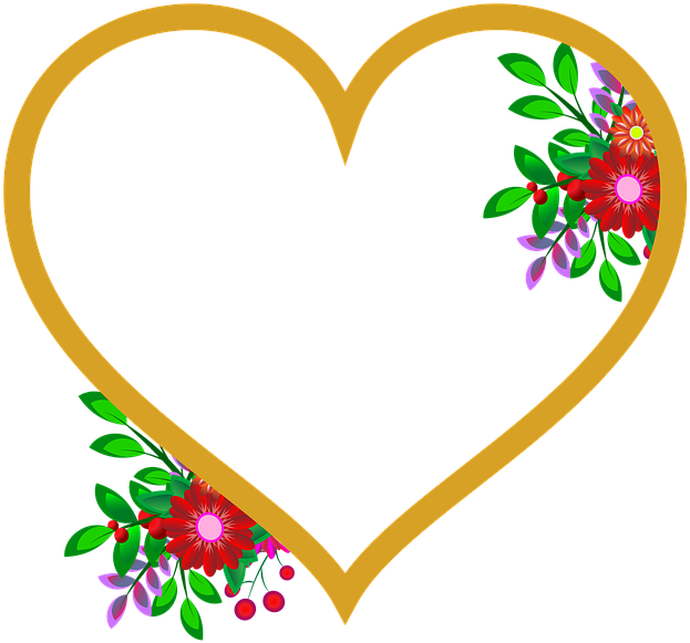 Photo Frame, Heart, Flowers, Wedding, Love, Happiness - Png Format Wedding Flowers Png (727x720)