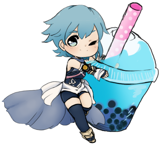 Bubble Tea Aqua By Touchmysitar - Anime Drinking Bubble Tea (528x480)