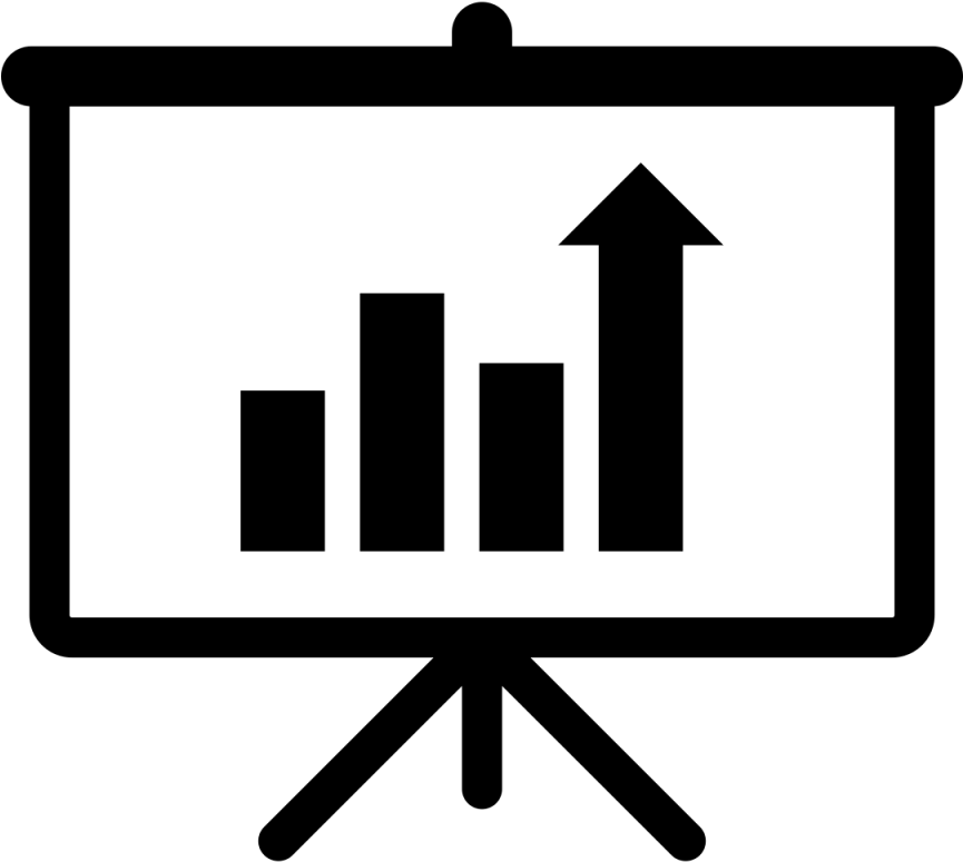 A Presentation Screen With A Bar-graph With Arrows - Chart (960x960)