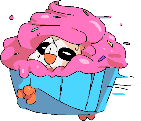 Rowlet Dressed As A Cupcake - Cartoon (490x449)