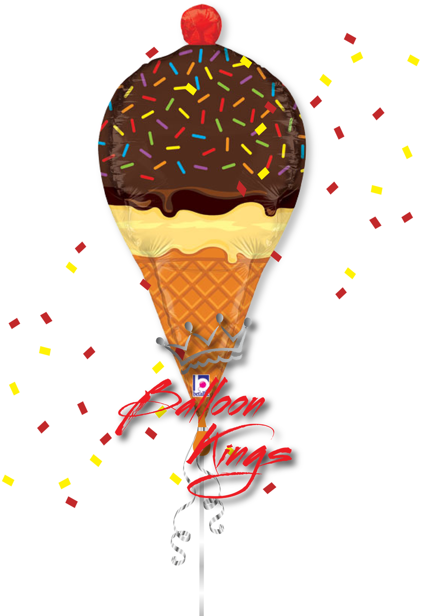 Ice Cream - 33 Sprinkles Ice Cream Cone Dimensionals Shape Balloons (1280x1280)
