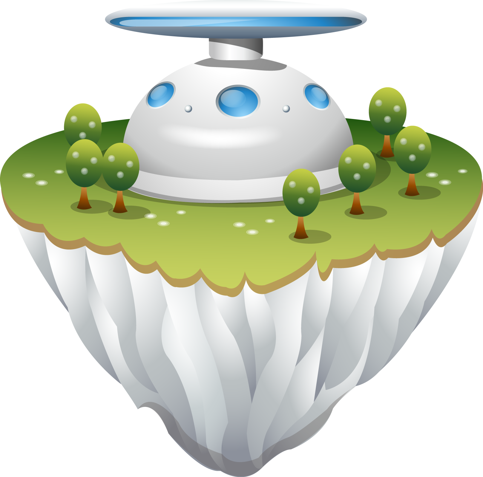 Science And Technology Island Forest Vector - Vector (1617x1600)