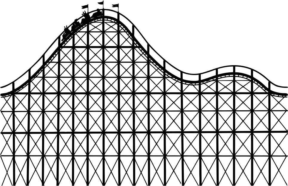 Roller Coaster Line Art - Roller Coaster Clipart (1000x643)
