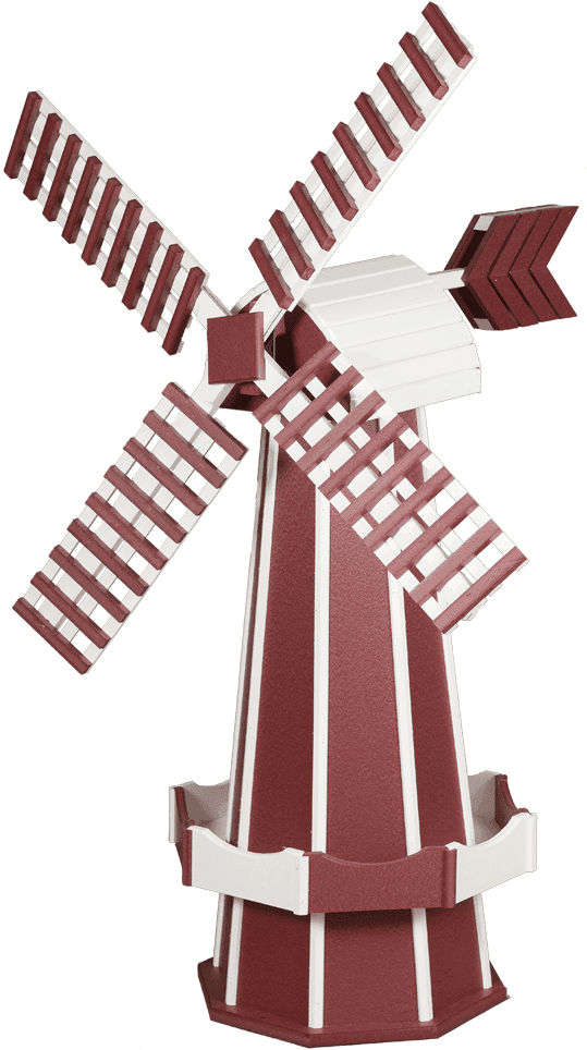 Red Poly Garden Windmill - Medium Poly Windmill White & Blue (623x1000)