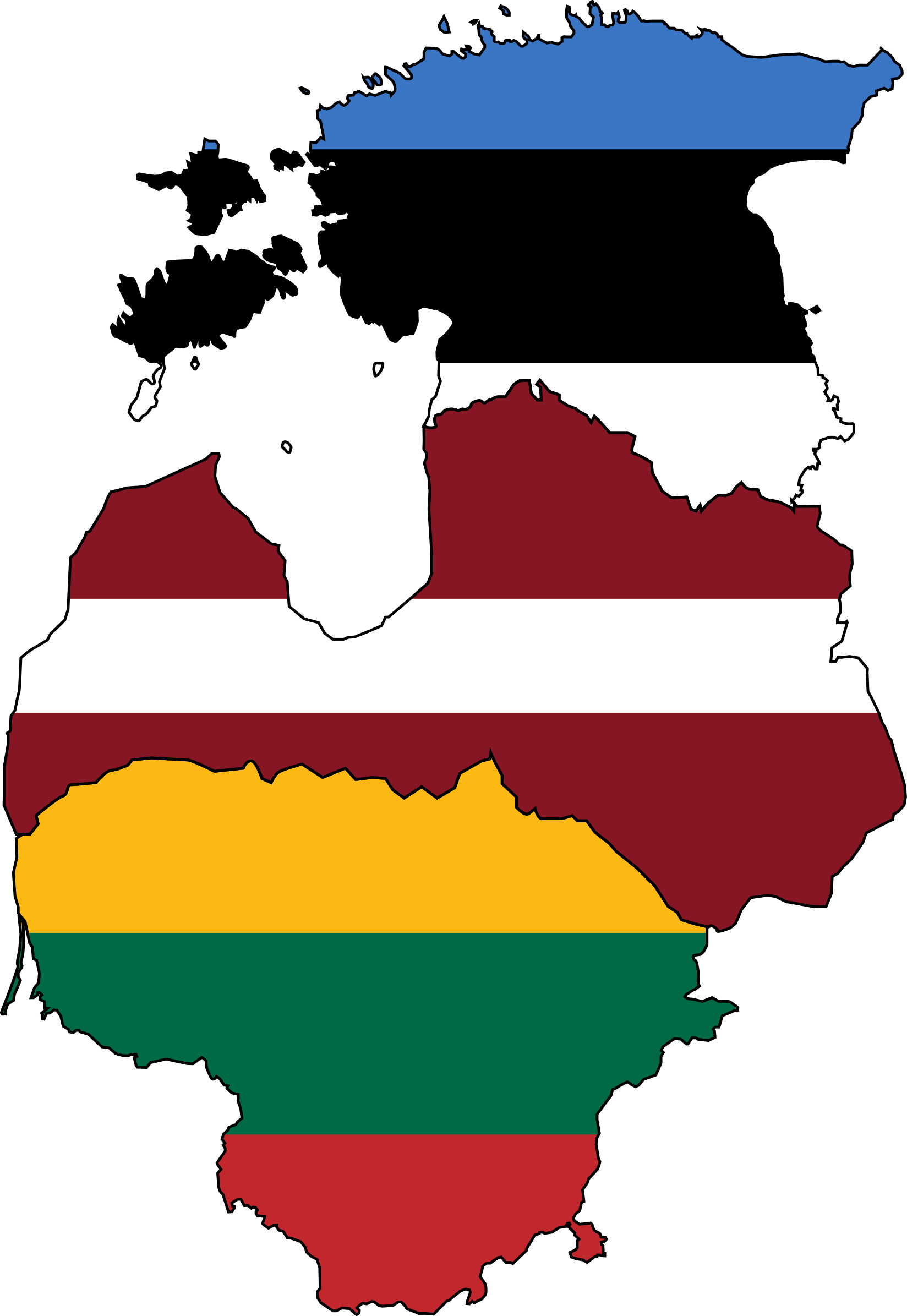 Baltic States Flag Map - Baltic States Flag Map (2000x2902)