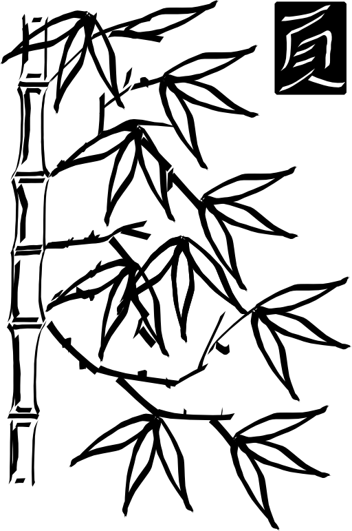 Bamboo Tree Outline Sketch (512x771)
