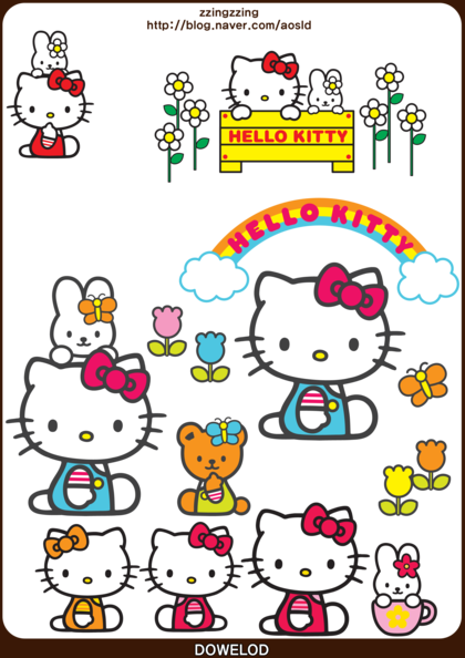 헬로키티 스티커,키티 자른이미지,포토샵 키티스티커 모음 16장 - Hello Kitty (420x594)