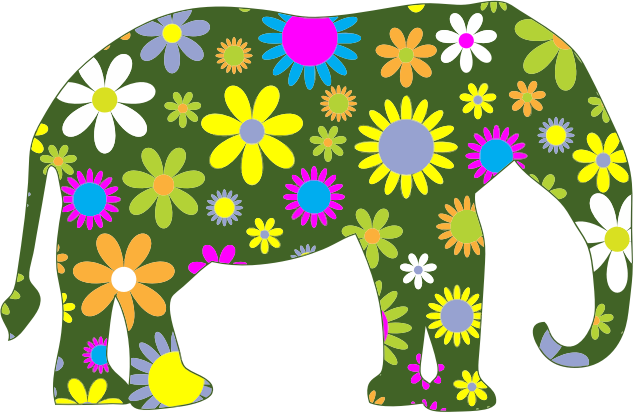 Medium Image - Floral Elephant (634x413)