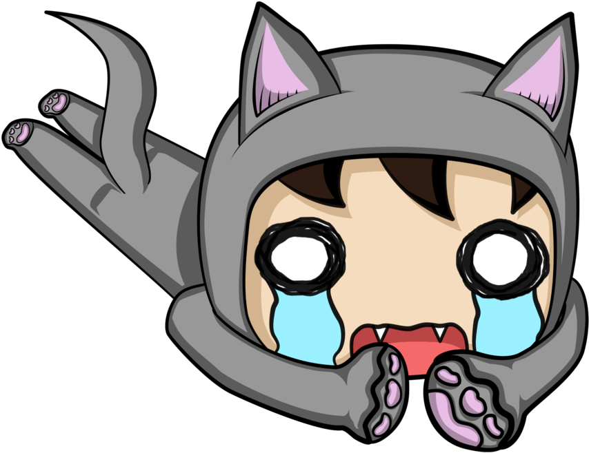 Chibi Cat Crying By Justnidea - Crying Chibi Png (900x695)