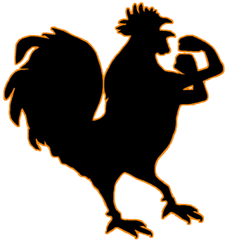 Rooster Down Tattoo - Muscular Rooster (400x400)
