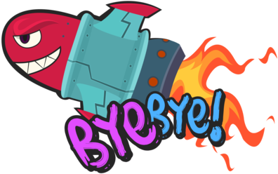 Super Mega Death Rocket Says ''bye, Bye - Cartoon (400x400)