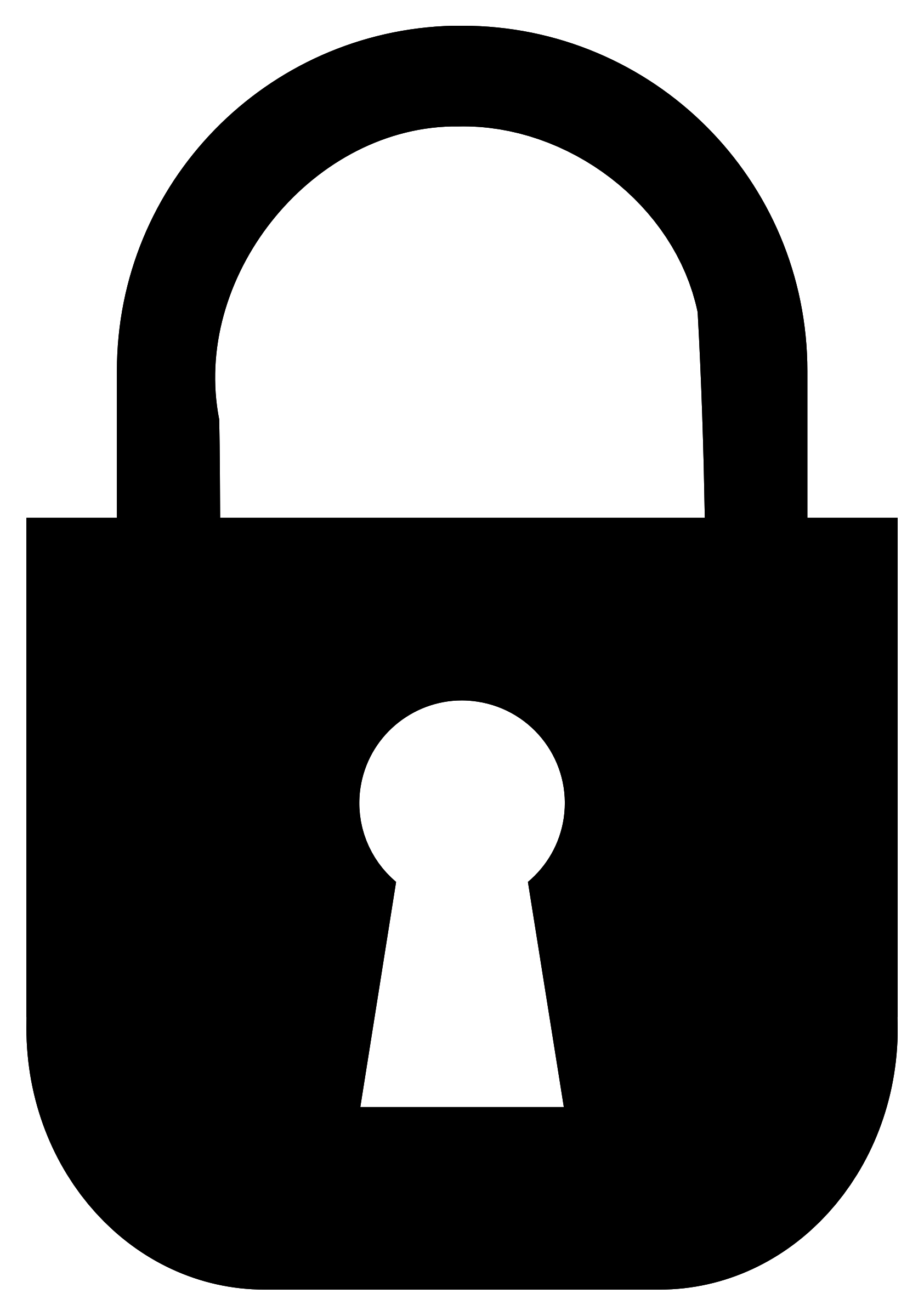 Lock Clipart - Padlock Black And White (1685x2400)