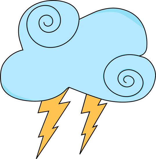 Light Blue Swirl Cloud With Lightning - Clip Art (539x550)