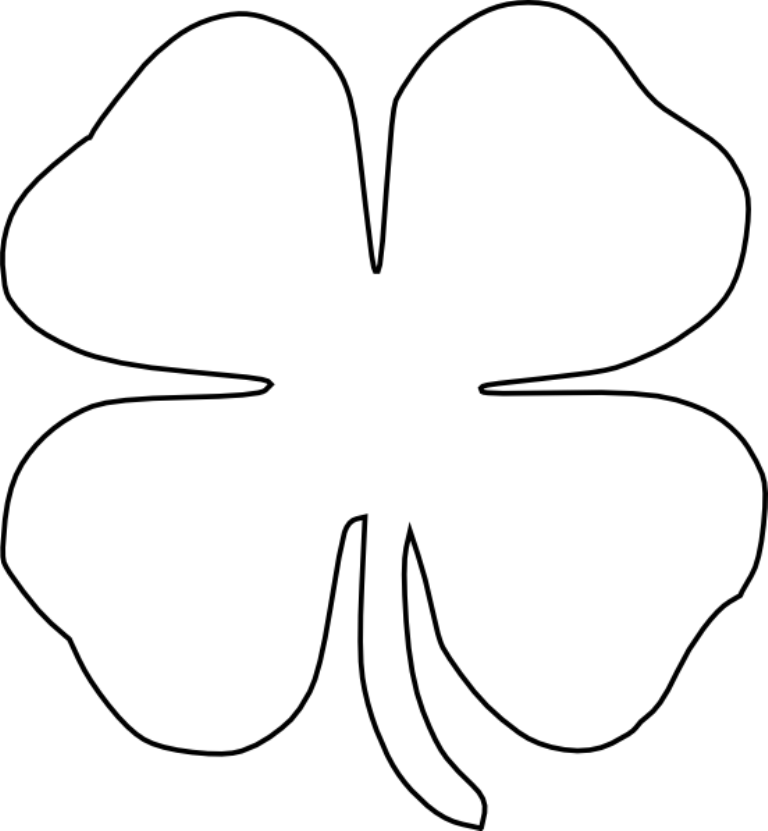 Clover Tattoo Design - Four Leaf Clover Template (768x831)