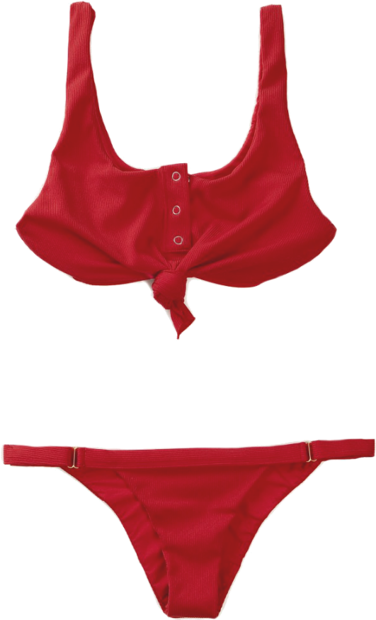 Rib Tide Knot Red Bikini - Red (800x1020)