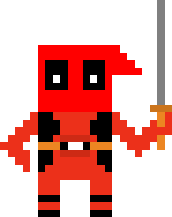 Deadpool Pixel - Cartoon (435x510)