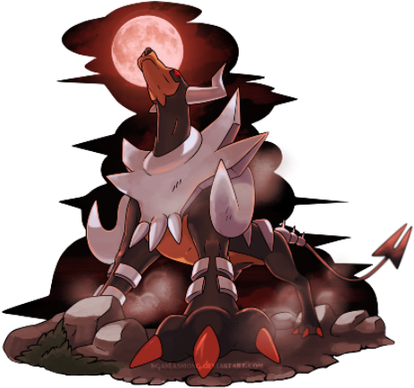 Flash Fire~solar Power Nature - Mega Houndoom (500x459)