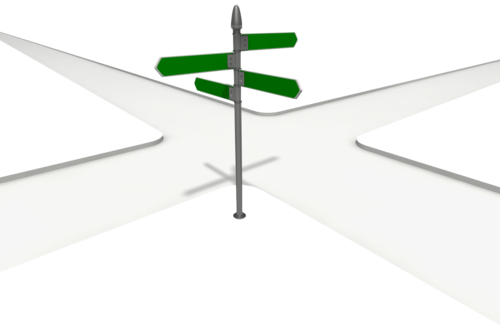 Street Sign Intersection - Intersecting Clipart (500x328)