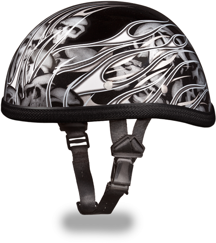Eagle- W/ Multi Skull Flames Silver - Billys Biker Gear Novelty Motorcycle Helmet With Silver (1000x1000)