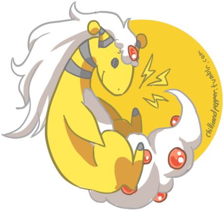 Shiny Mega Ampharos - Cartoon (500x451)