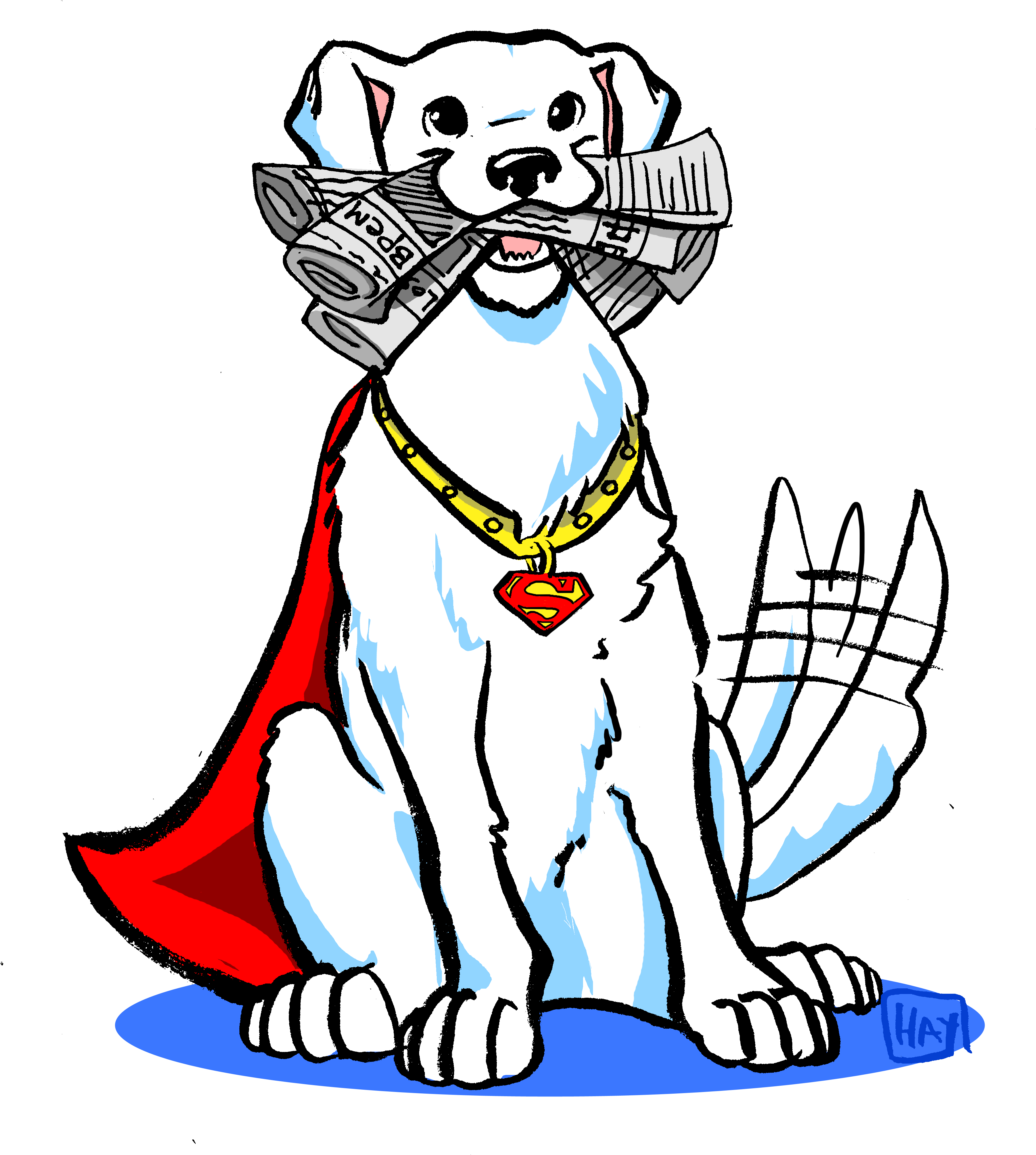 Superman Dog Drawing - Krypto (4068x4426)