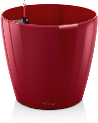 Larger Image - Classico Round Planter By Lechuza - Red (461x461)