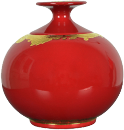 红釉描金茶叶罐 - Vase (598x486)
