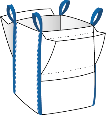Fibc With Open Top And Flat Bottom, 4 Loops Tunnel - Flexible Intermediate Bulk Container (347x374)