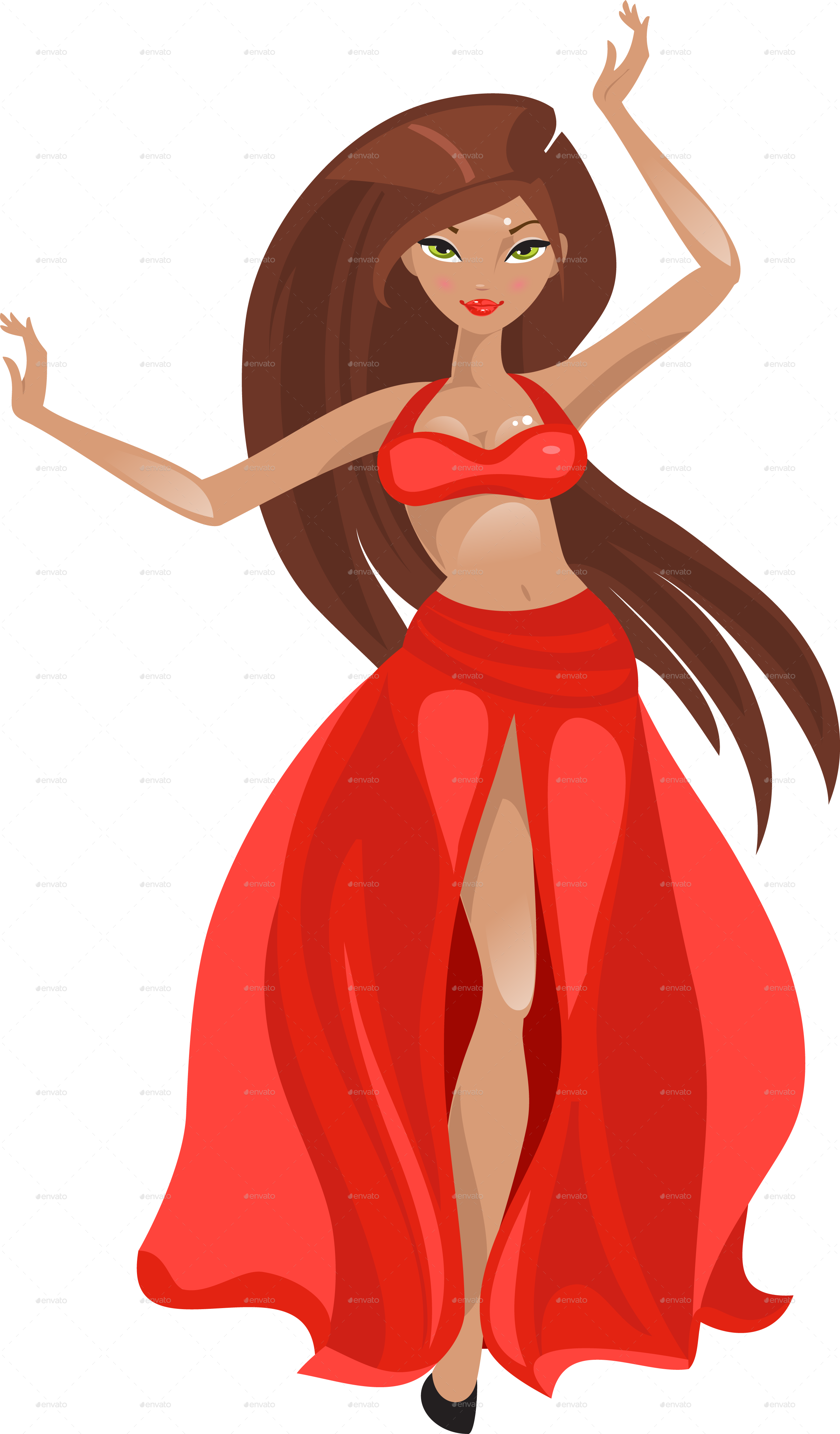 Belly Dance - Belly Dancer Vector Png (2422x4135)
