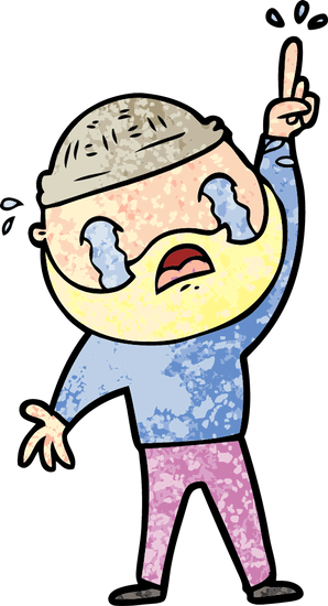 Cartoon Bearded Man Crying - Beard (298x550)
