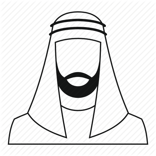 Kuwait Man Vector - Arab Man Vector Outline (512x512)