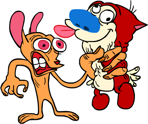Ren Holding Stimpy - Cartoon (550x400)