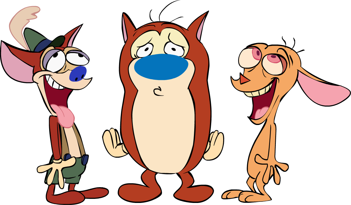 Ren & Stimpy With Friend - Drawing (1200x702)