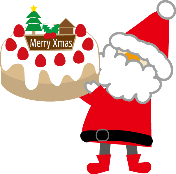 サンタクロースとクリスマスケーキのイラスト 印刷用ダウンロード1 - 幼稚園 イラスト クリスマス (604x596)