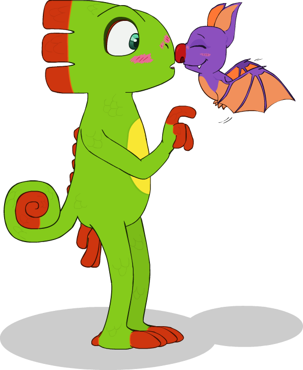 A Lizard And A Bat By Jackiefer - Lizard (594x726)