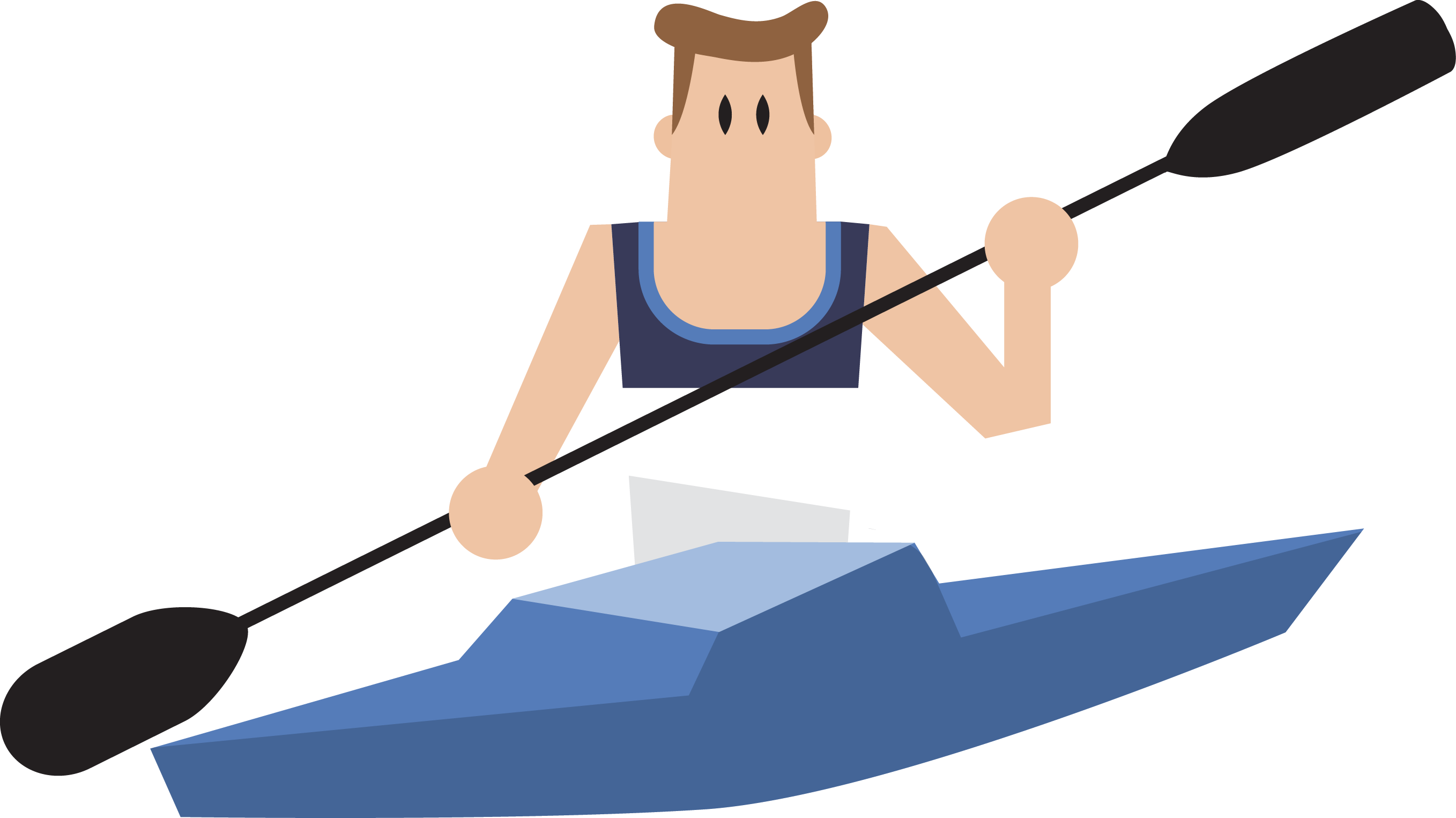 Cartoon Rowing Drawing - Man (2716x1525)