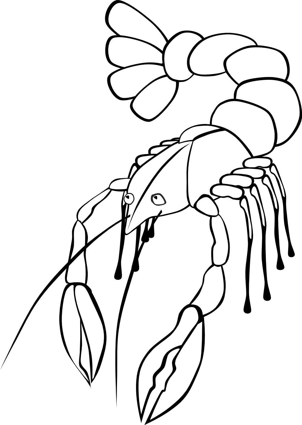 Crawfish Coloring Page - Crawfish Clip Art (999x1405)
