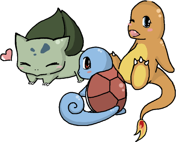 Kanto Starters By Graffiti-blaze - Kanto (600x488)