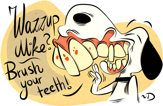 Snoopy Teeth Brushing By Themrock - Cartoon (614x434)