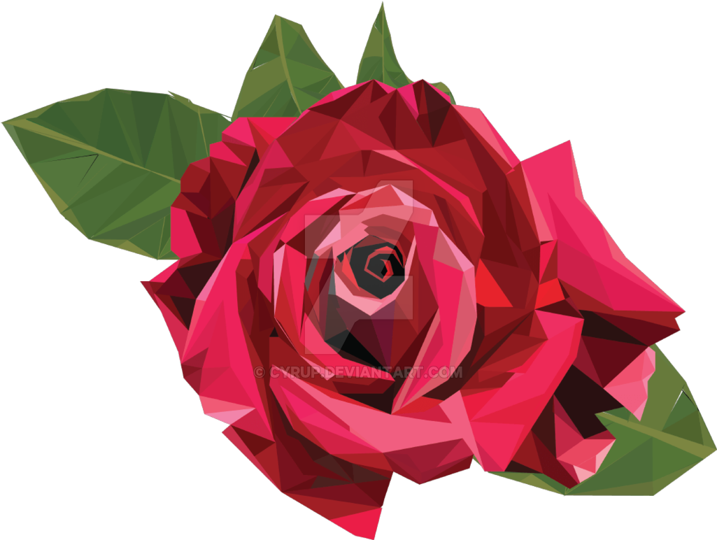 Low-poly Rose By Cyrup - Low Poly Rose Transparent (1024x779)