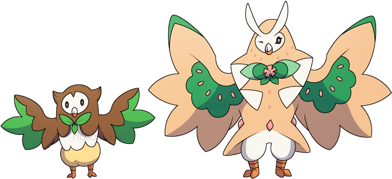 Rowlet Evolutions By Hallowdew - Cartoon (1288x620)