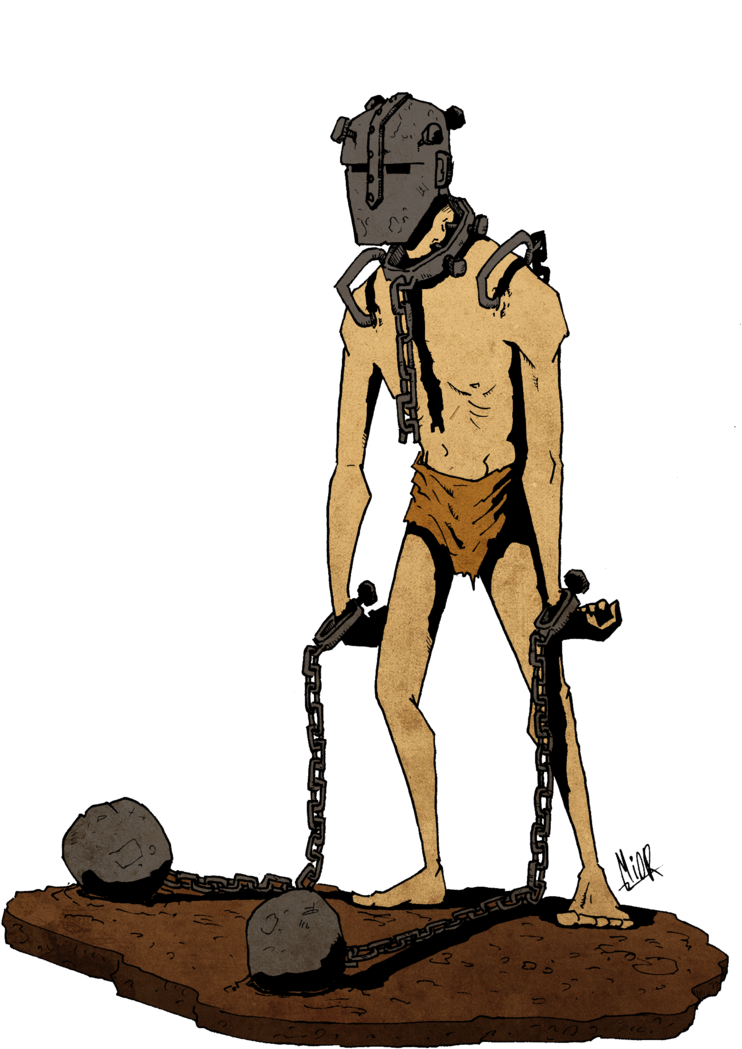 Chained Man By Netcyber - Drawing (755x1058)