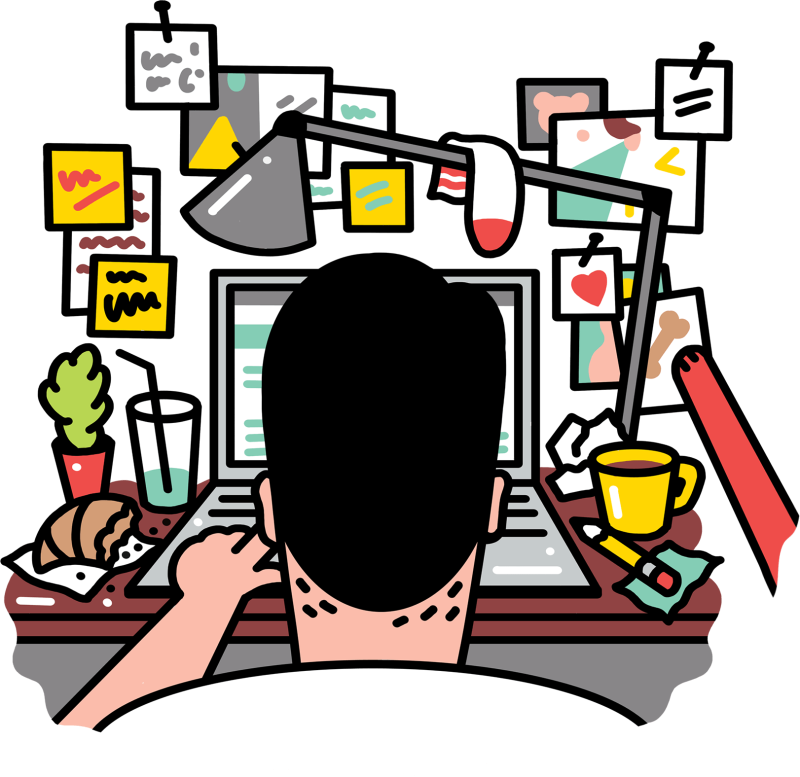 Pin Working At Desk Clipart - Work Creatively (800x777)